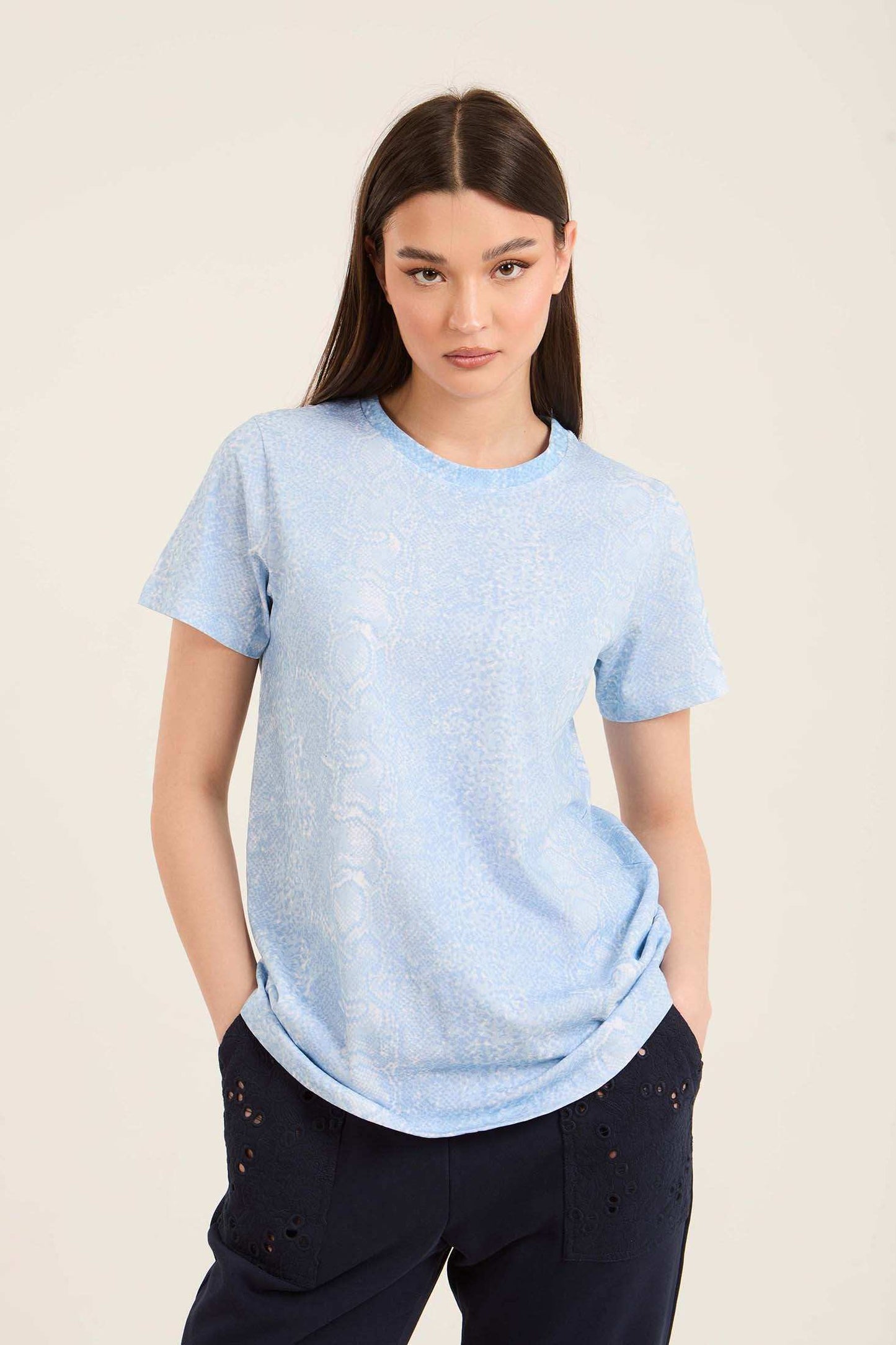Regular Fit Snake Pattern Comfy Tee