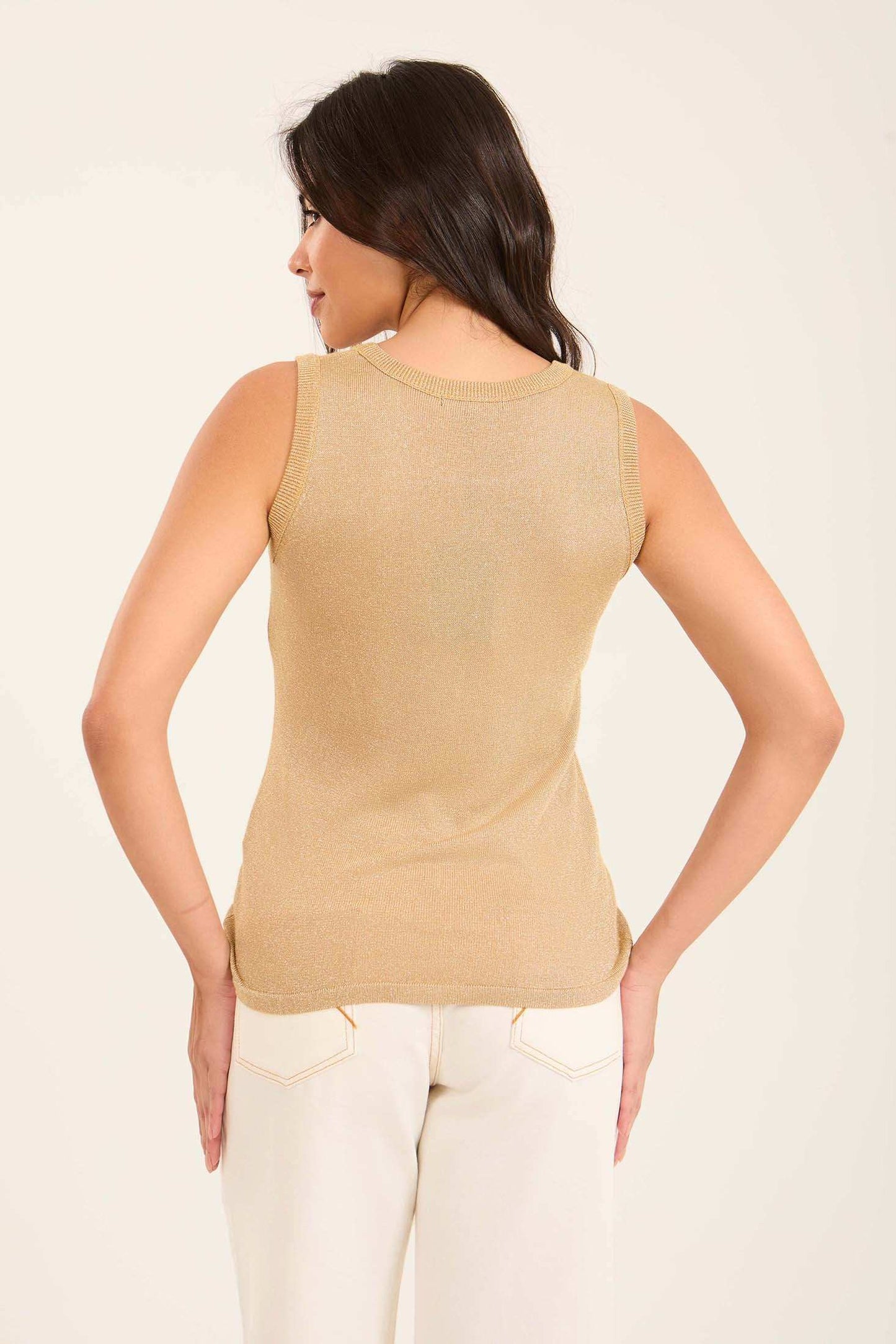 Crew Neck Sleeveless Slip On Winter Top