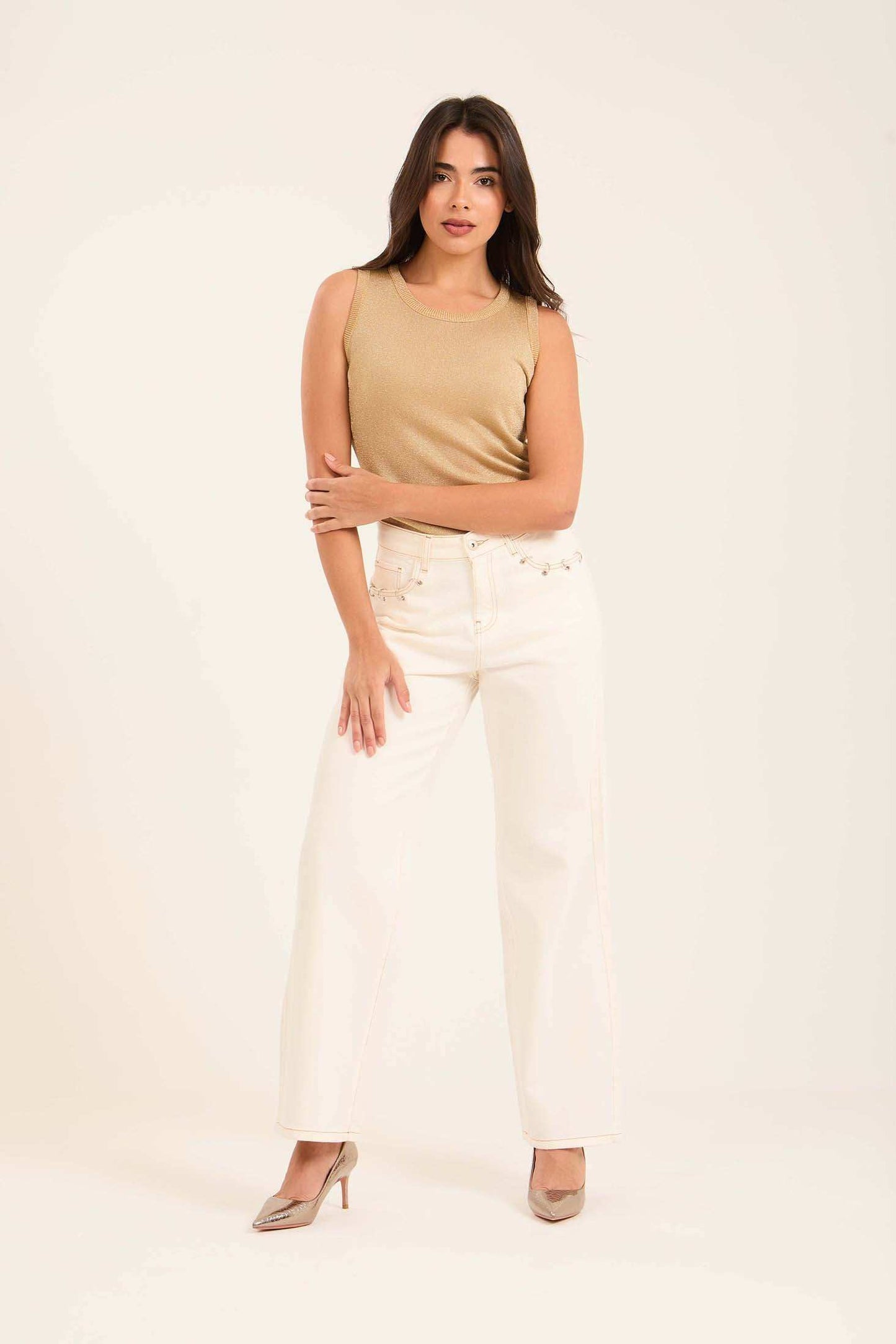 Crew Neck Sleeveless Slip On Winter Top