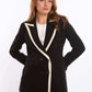 Contrast Trim Double-Breasted Blazer
