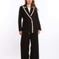 Contrast Trim Double-Breasted Blazer