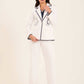 Tailored Linen Blazer with Contrast Embroidery