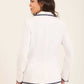 Tailored Linen Blazer with Contrast Embroidery