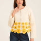 Floral Embroidered Jacket with Scalloped Hem