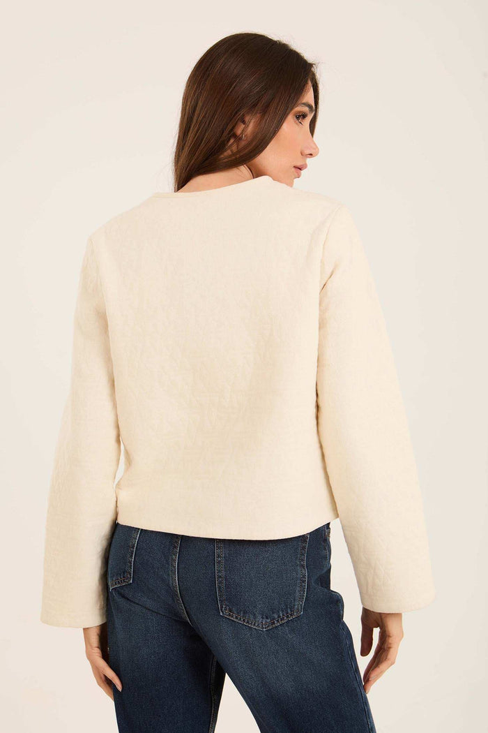 Floral Embroidered Jacket with Scalloped Hem