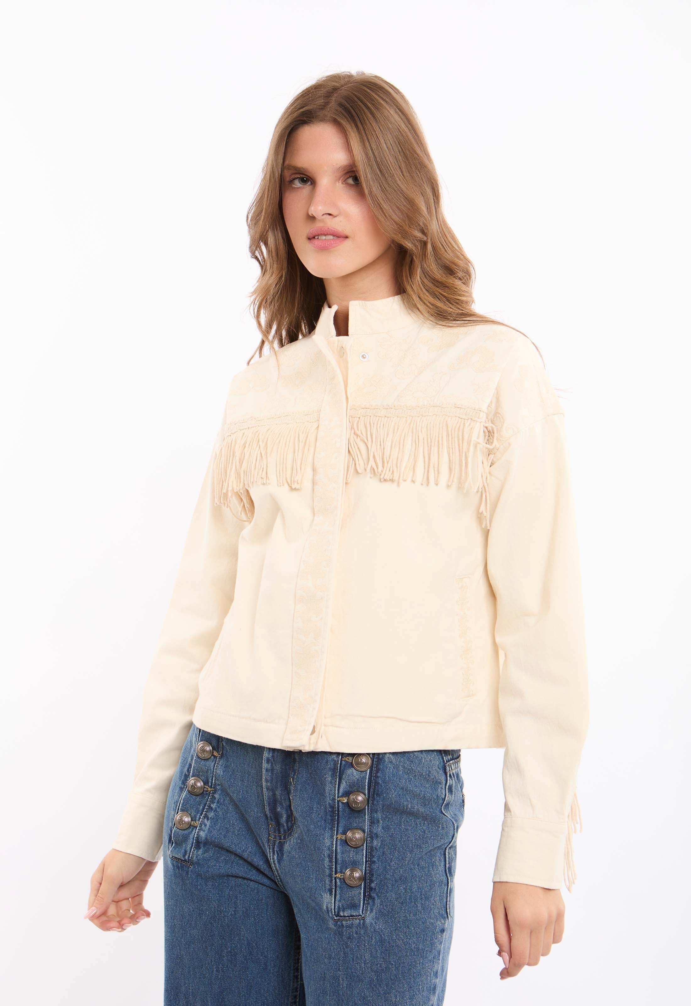 جاكيت دنيم دانتيل & شراشيب