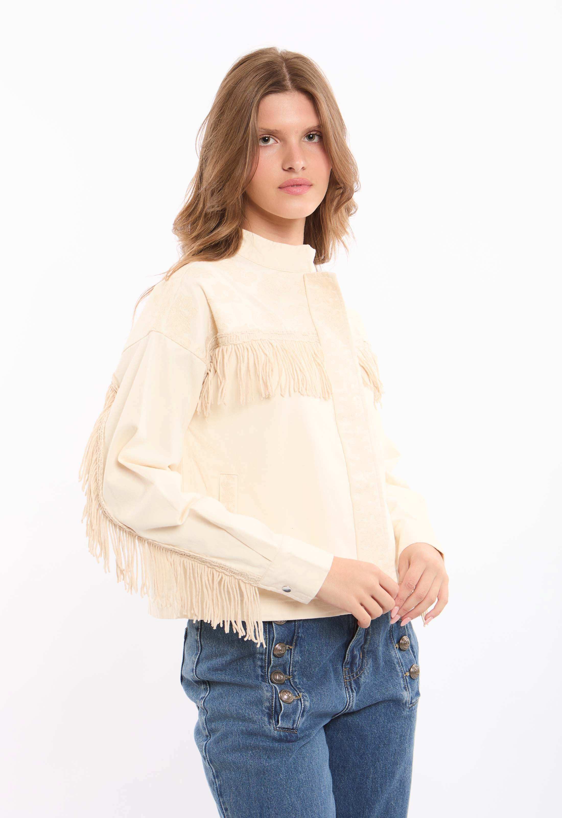 جاكيت دنيم دانتيل & شراشيب