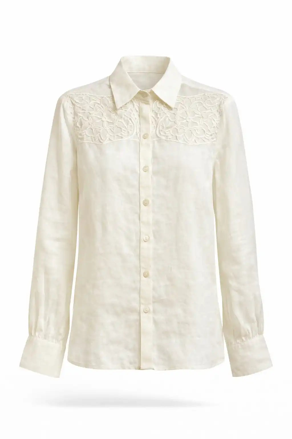 Women  Blouse   With Laser Cut Off White