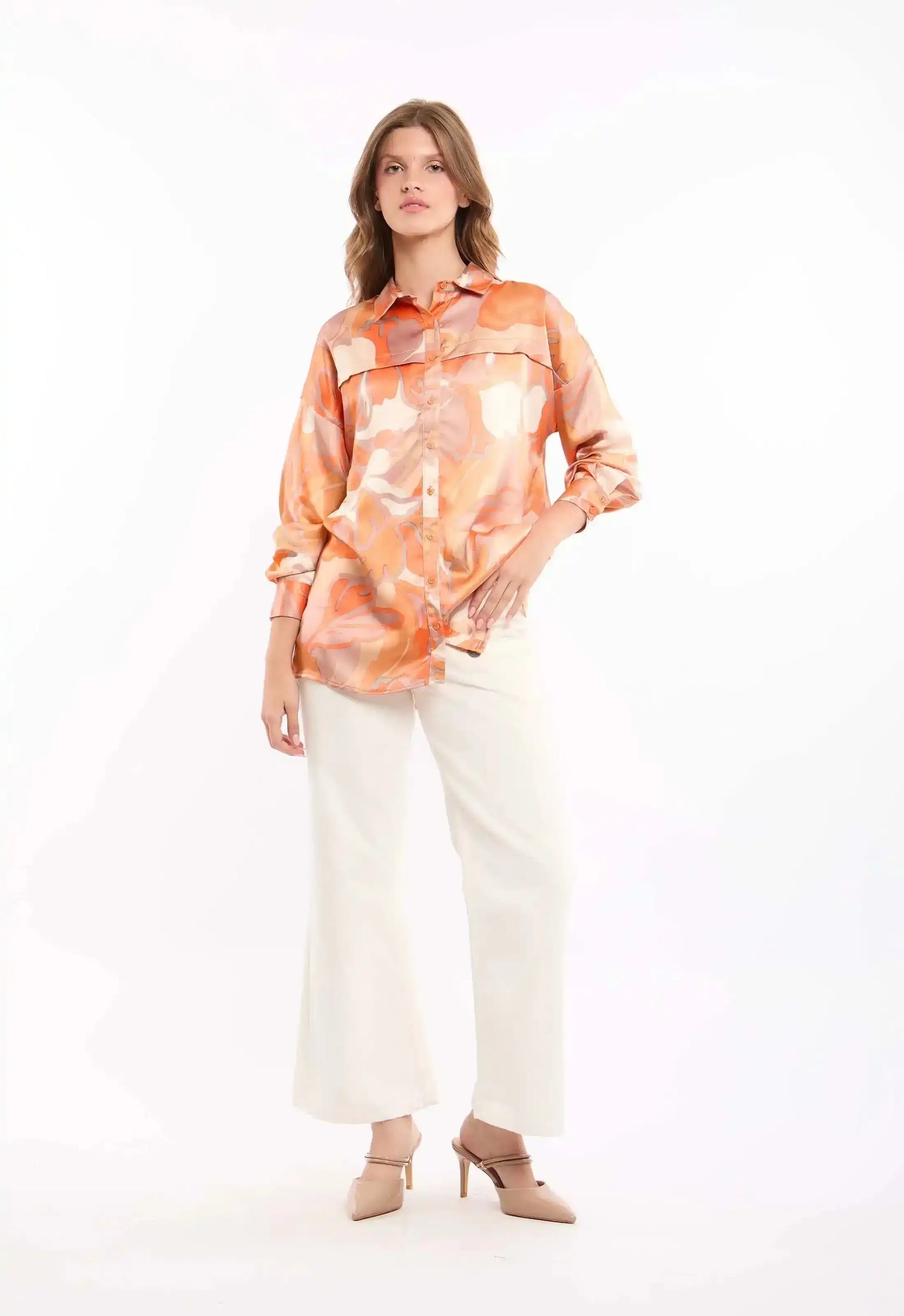 Artistic Print Button-Down Shirt