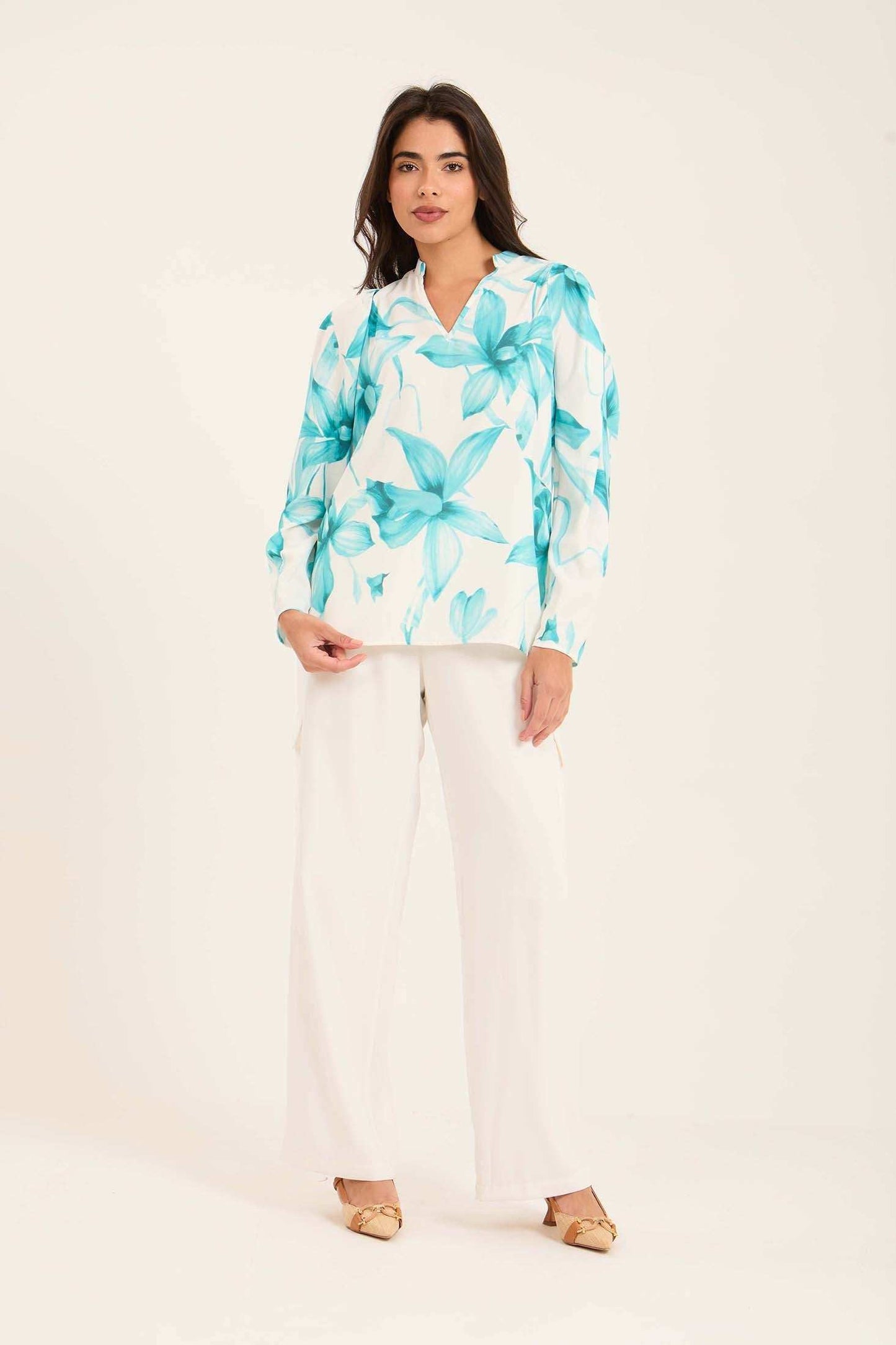 Floral Print V-Neck Blouse
