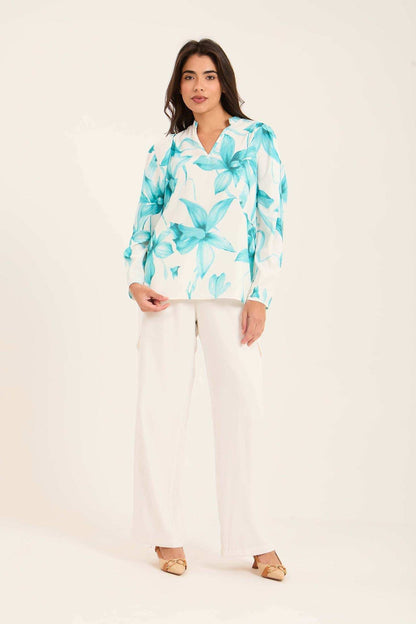 Floral Print V-Neck Blouse