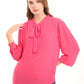 Chic Bow-Tie Solid Blouse
