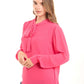 Chic Bow-Tie Solid Blouse