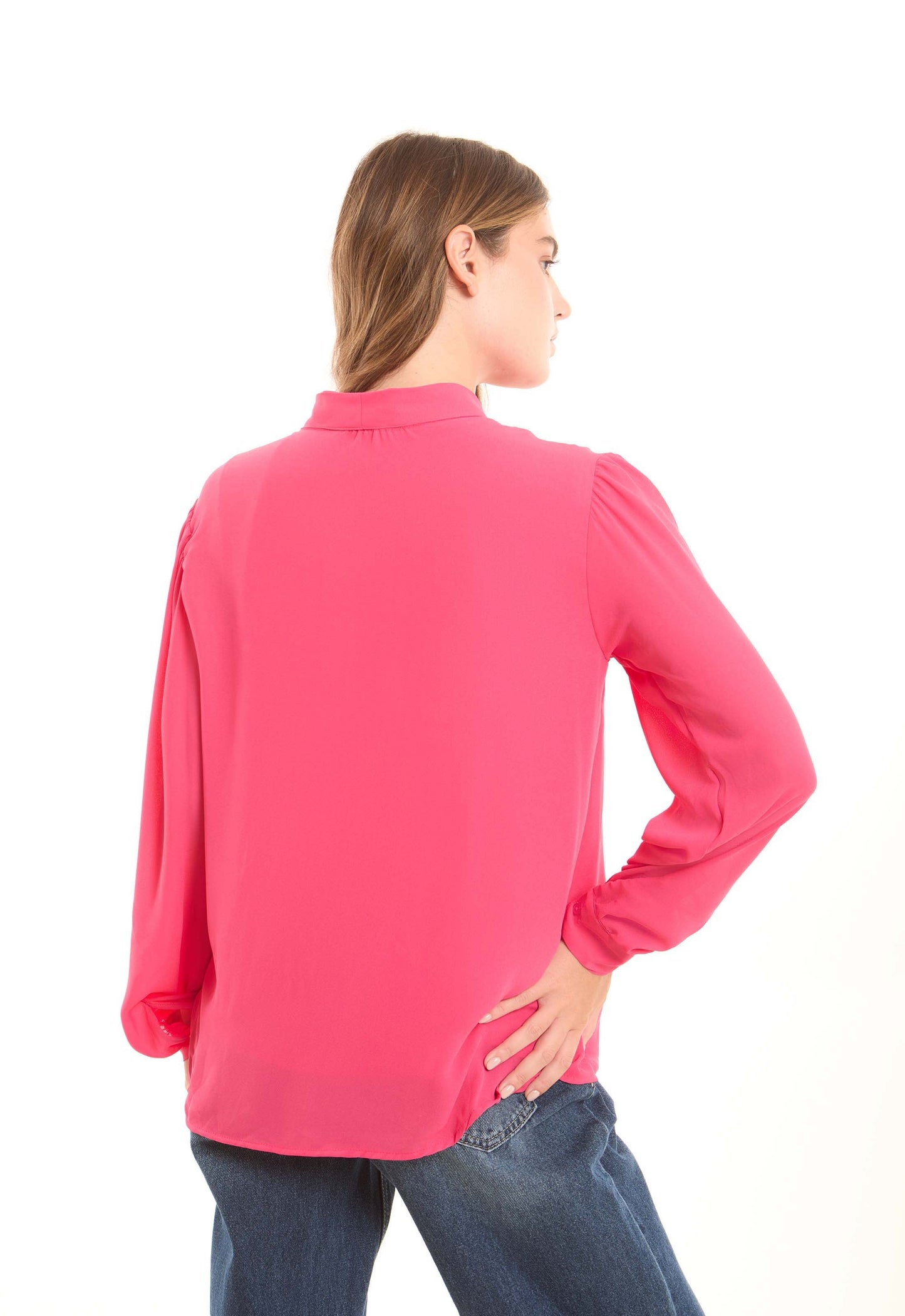 Chic Bow-Tie Solid Blouse