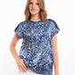 Patterned Short Sleeves Lyocell Top