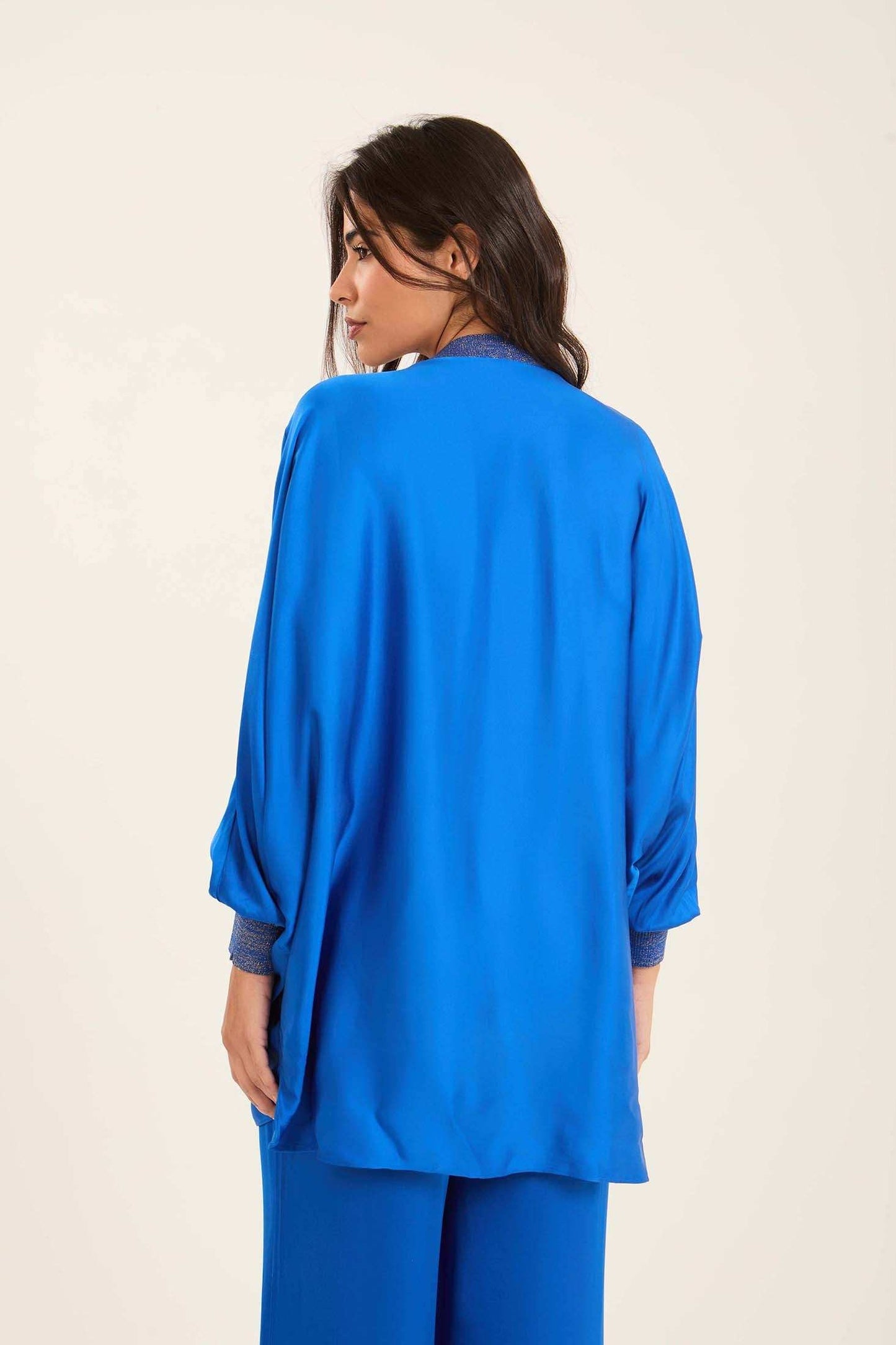 Colorful Ribbed V-Neck Elegant Tunic