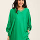 Colorful Ribbed V-Neck Elegant Tunic