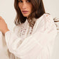 Embroidered Loose Shirt with Sheer Yoke Detail