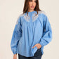 Embroidered Loose Shirt with Sheer Yoke Detail