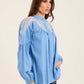 Embroidered Loose Shirt with Sheer Yoke Detail