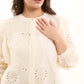Embroidered Eyelet Shirt with Puff Shoulder Detail