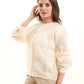 Embroidered Eyelet Shirt with Puff Shoulder Detail