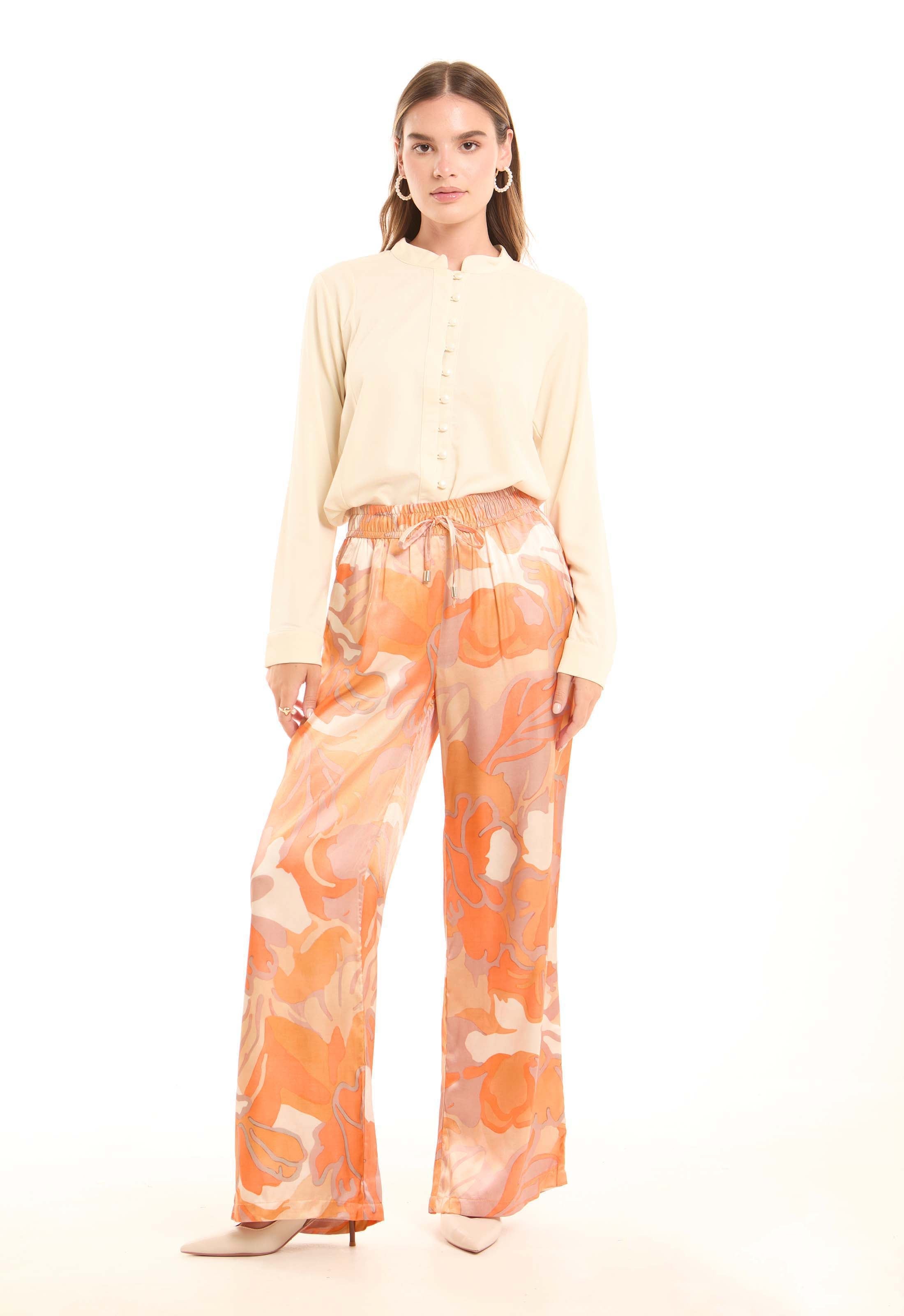 Minimalist Long-Sleeve Blouse with Fabric Buttons