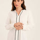 Contrast Trim V-Neck Blouse