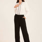 Contrast Trim V-Neck Blouse