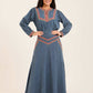 Women Blouse Embroidery Blue