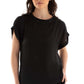 Roll-Up Short Sleeves Satin Top
