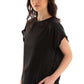 Roll-Up Short Sleeves Satin Top