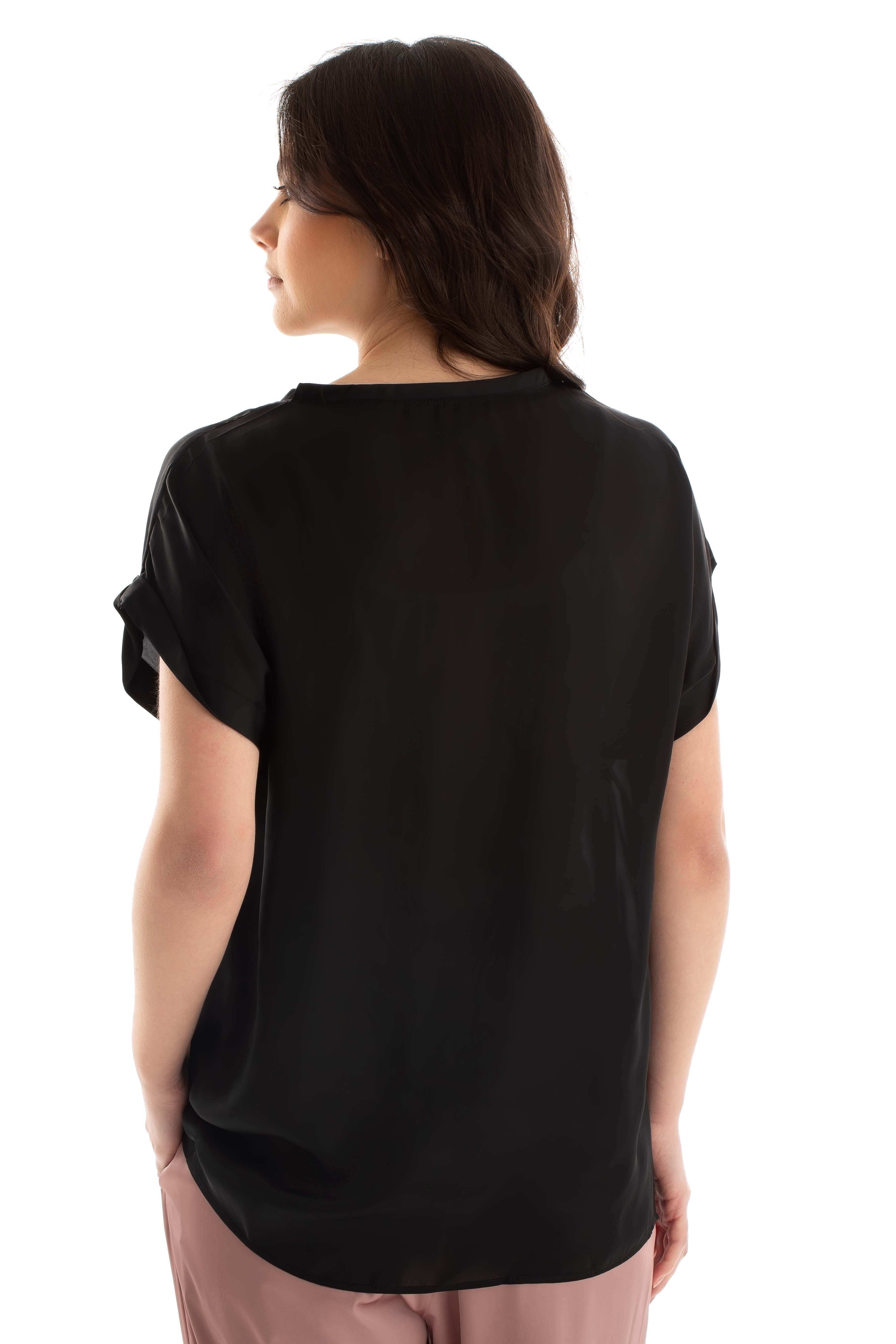 Roll-Up Short Sleeves Satin Top