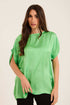 Roll-Up Short Sleeves Satin Top