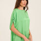 Roll-Up Short Sleeves Satin Top