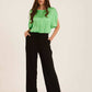 Roll-Up Short Sleeves Satin Top