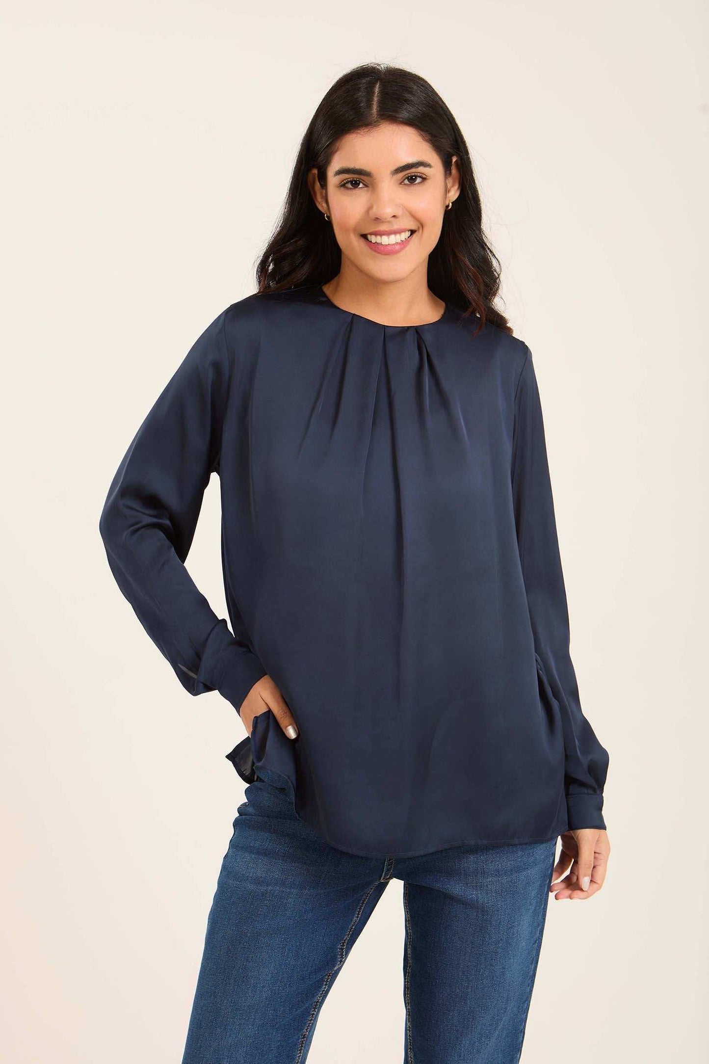 Elegant Pleated Satin Blouse