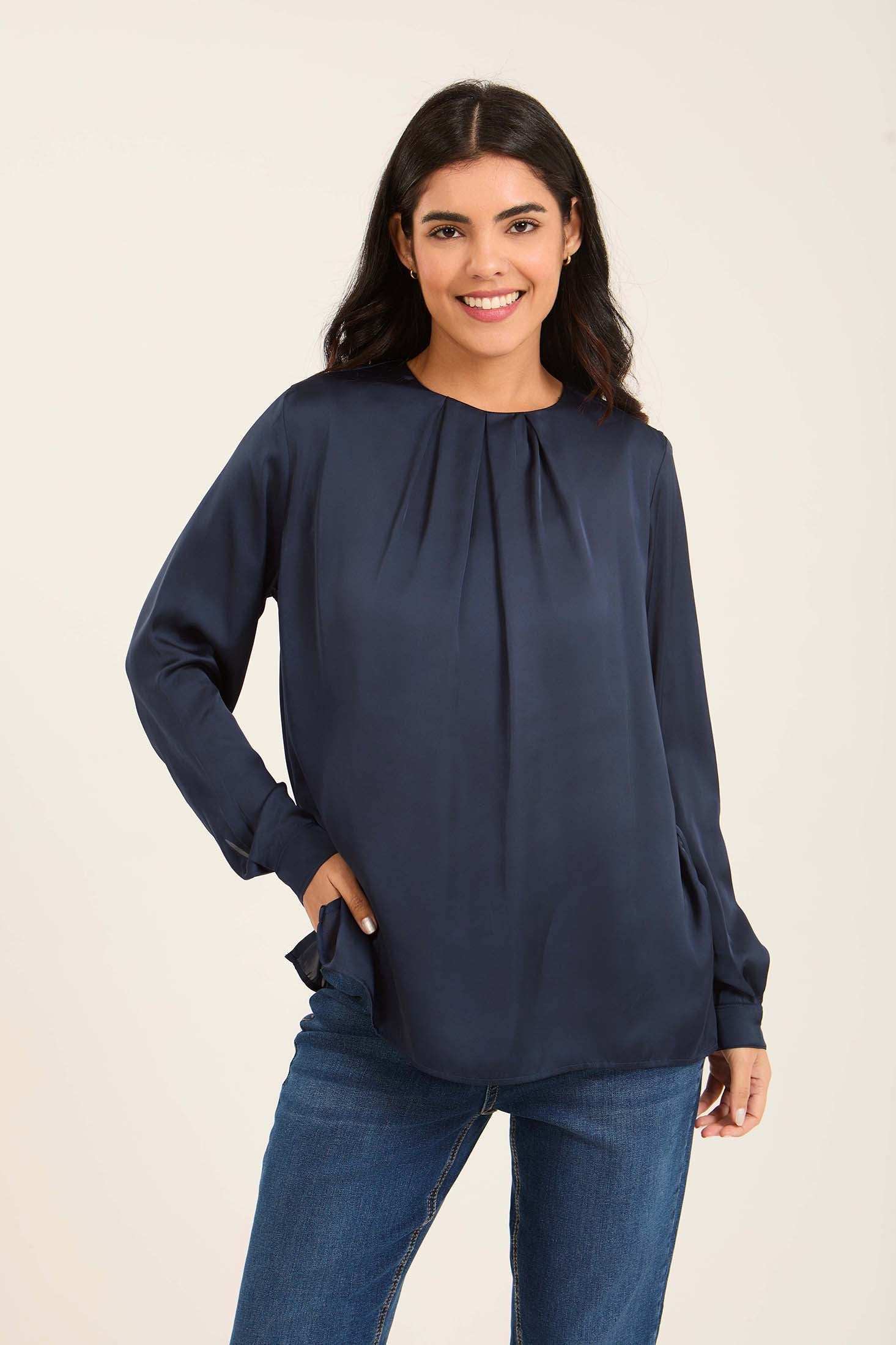 Elegant Pleated Satin Blouse