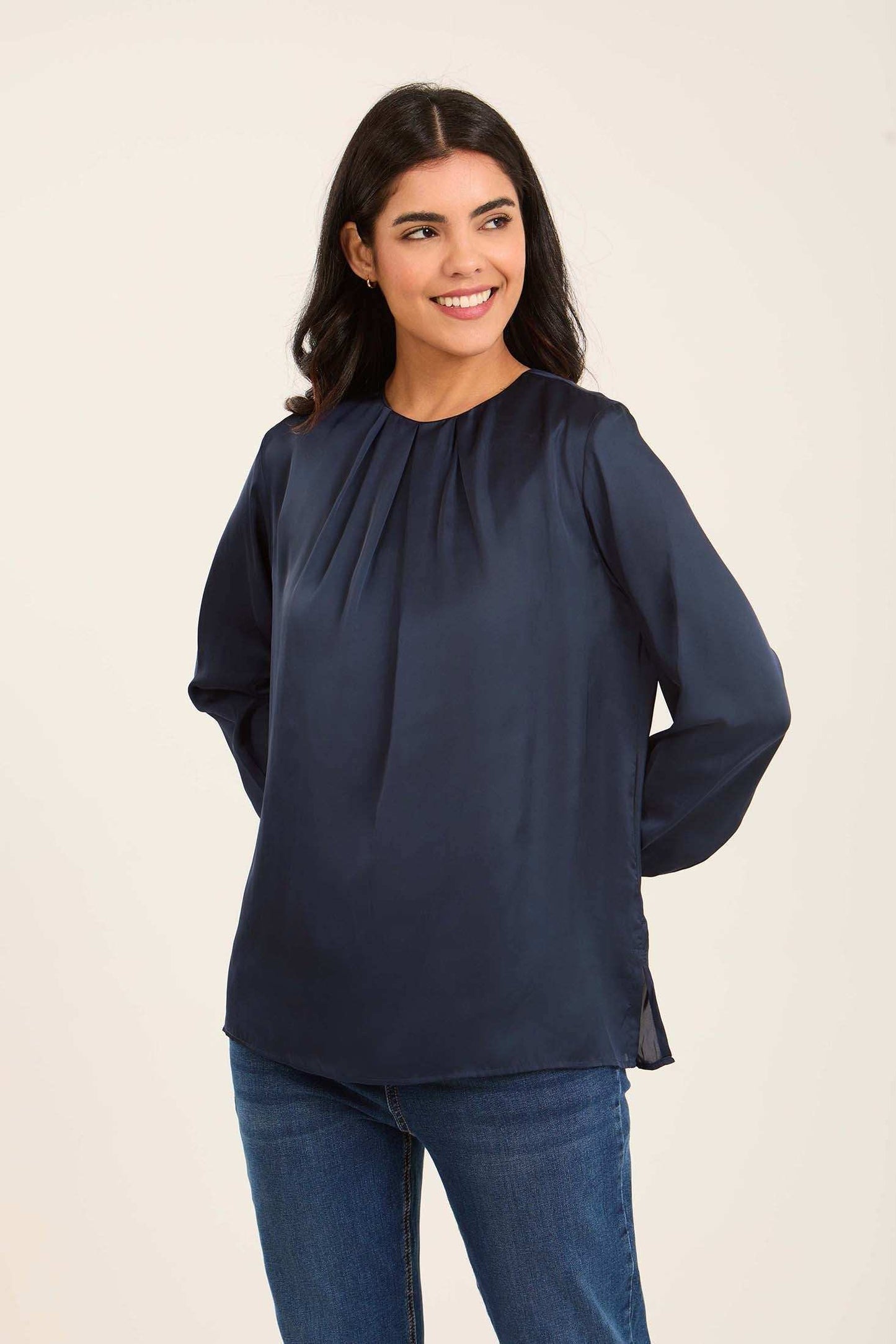 Elegant Pleated Satin Blouse