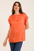 Roll-Up Short Sleeves Satin Top