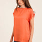 Roll-Up Short Sleeves Satin Top