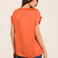 Roll-Up Short Sleeves Satin Top