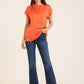 Roll-Up Short Sleeves Satin Top