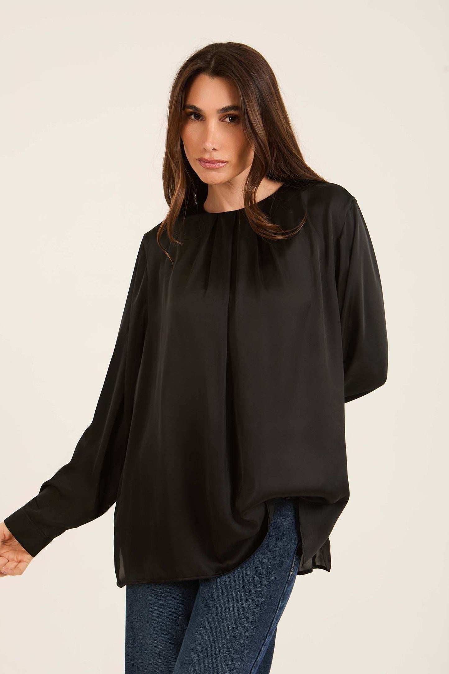 Elegant Pleated Satin Blouse