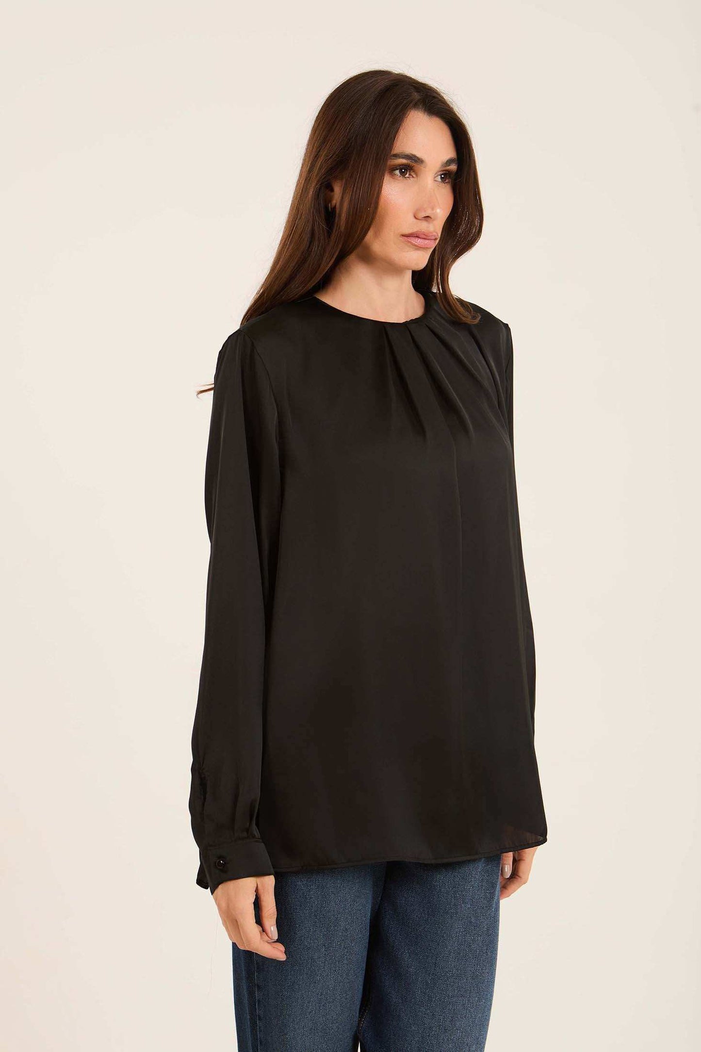 Elegant Pleated Satin Blouse