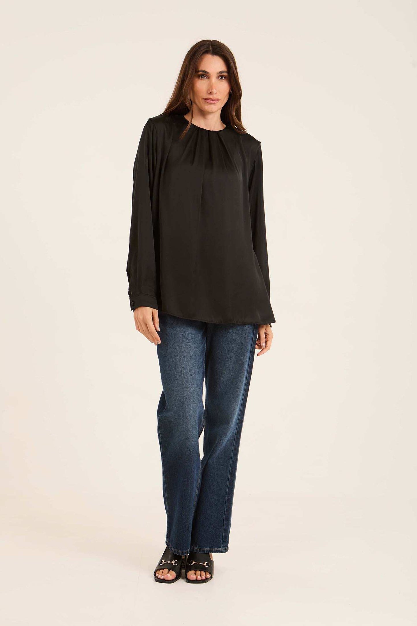 Elegant Pleated Satin Blouse