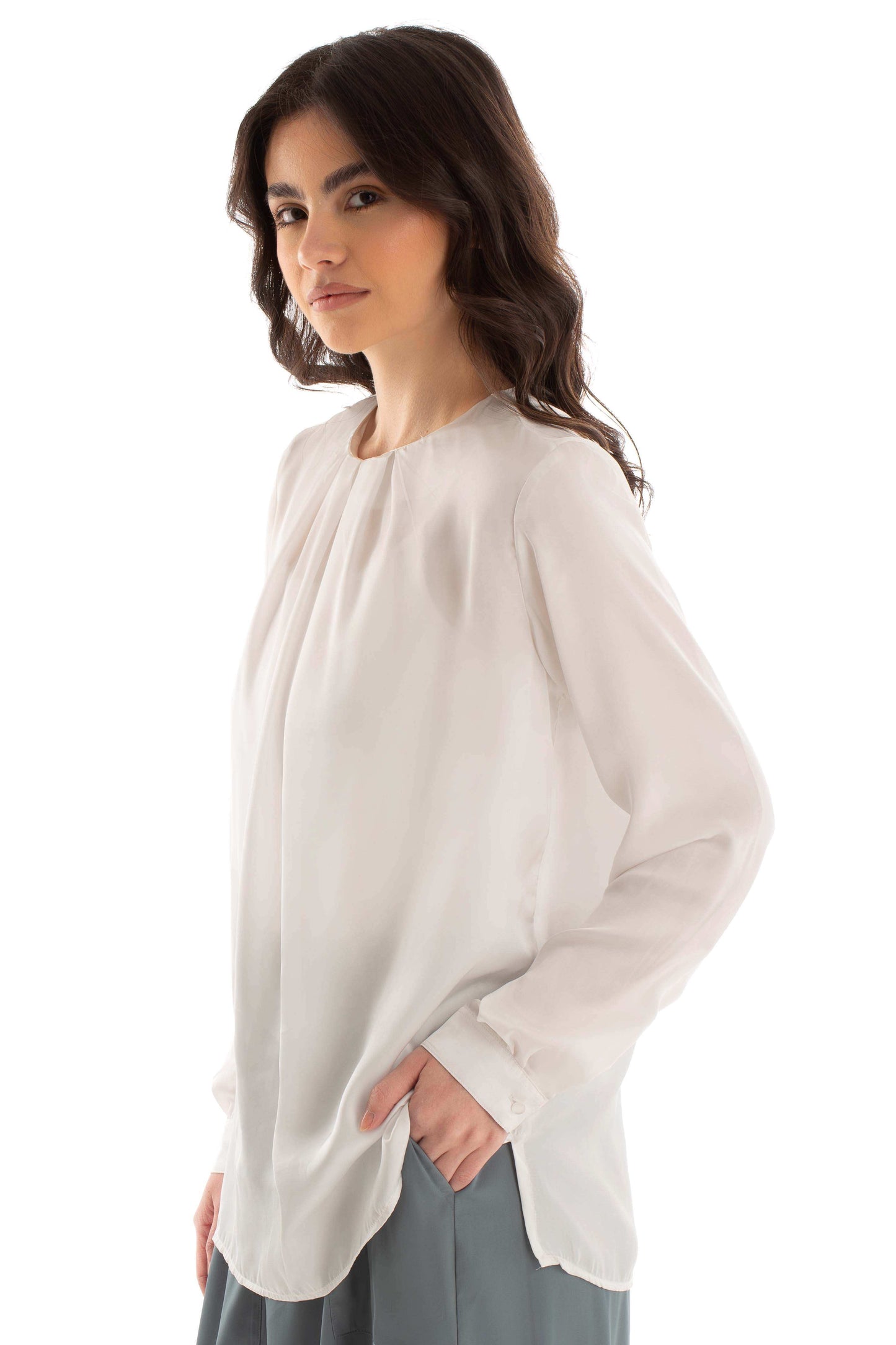 Elegant Pleated Satin Blouse