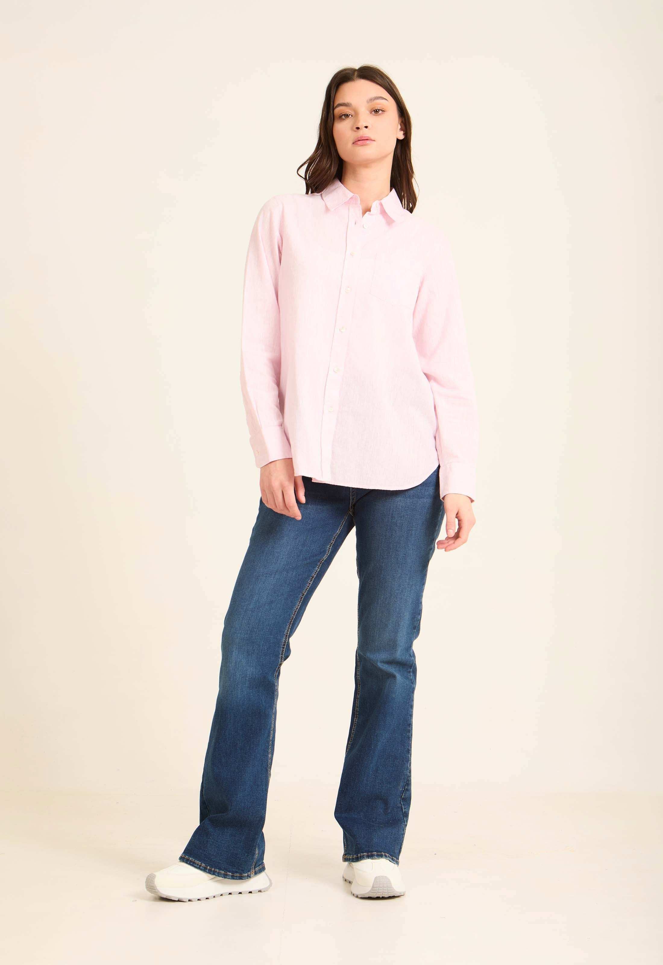 Classic Linen Shirt with Front Pocket