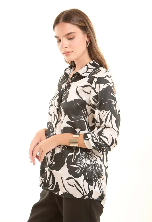 Bold Floral Print Shirt with Bright Colors