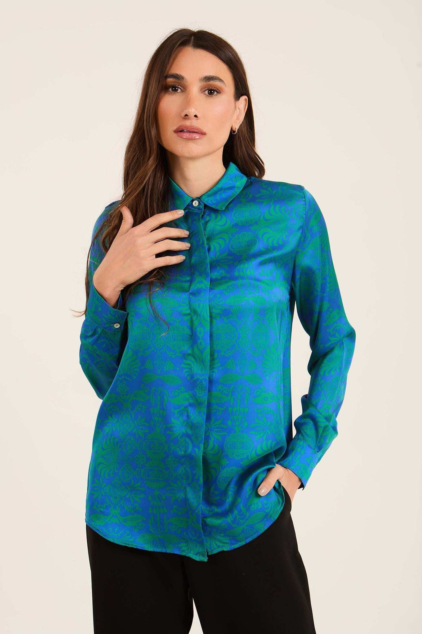 Luxurious Satin Jacquard Shirt